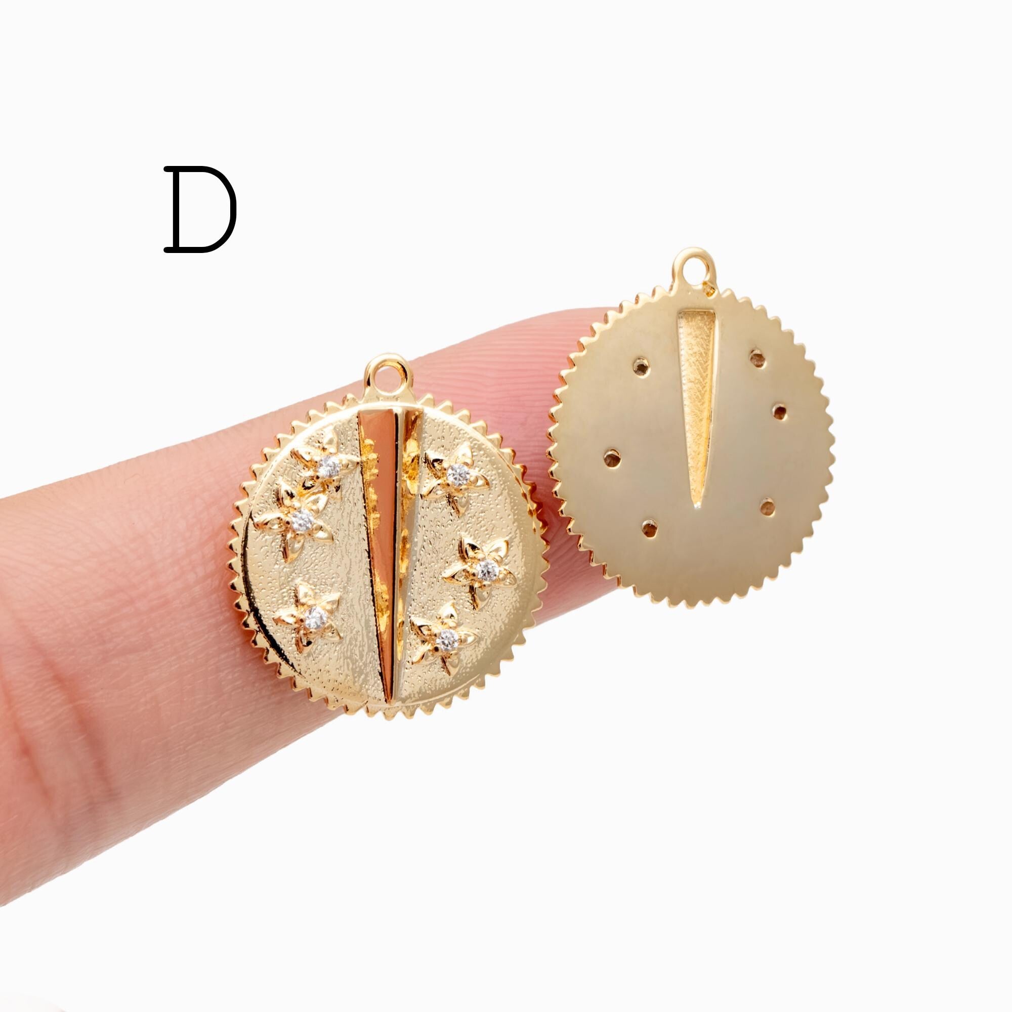 4pcs Gold Flower Charms, 18K Gold plated Brass, Flower Earring Pendants (GB-1281)